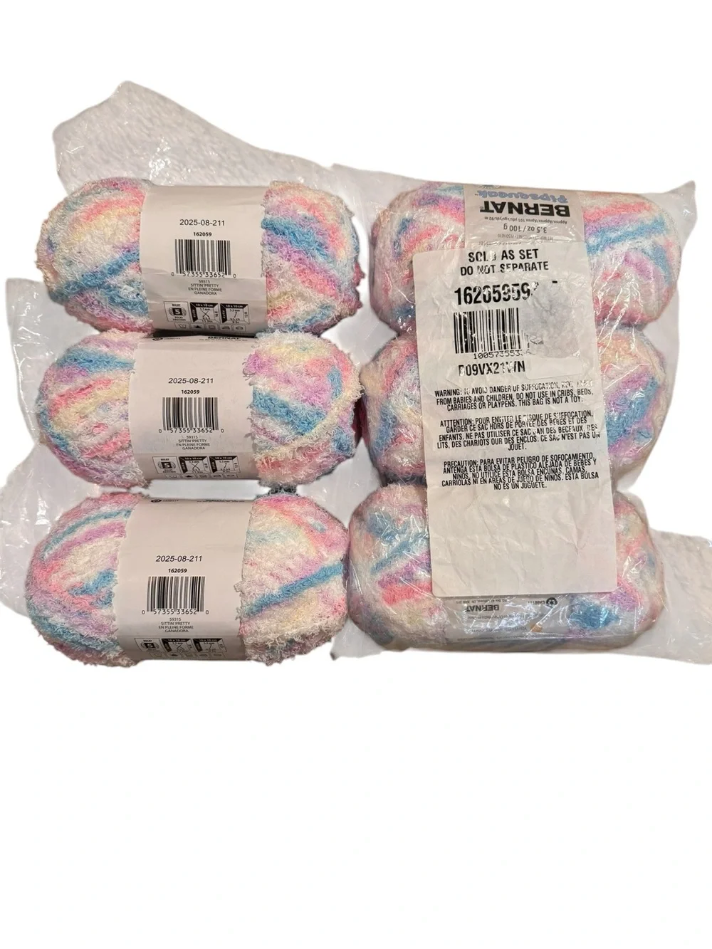 Bernat Pipsqueak 6 Skeins Yarn Sittin’ Pretty Chenille 606 Yds Blankets Baby